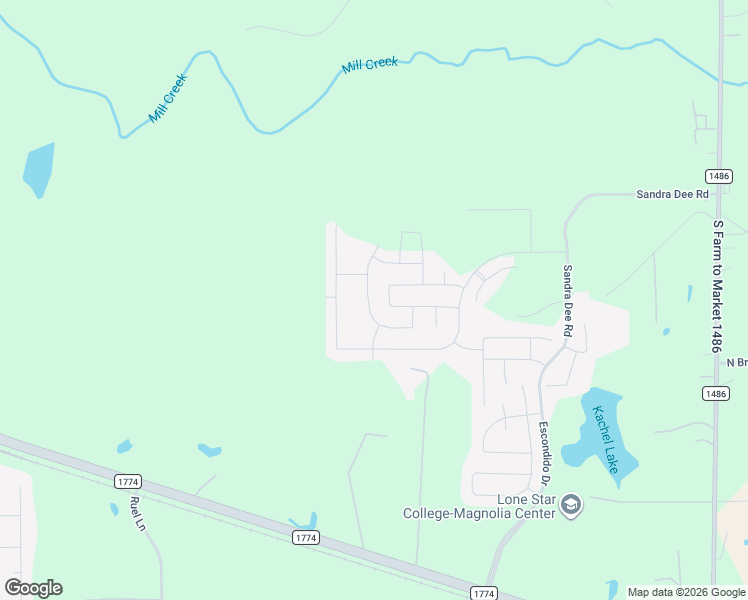 map of restaurants, bars, coffee shops, grocery stores, and more near O'Neal Lane in Magnolia