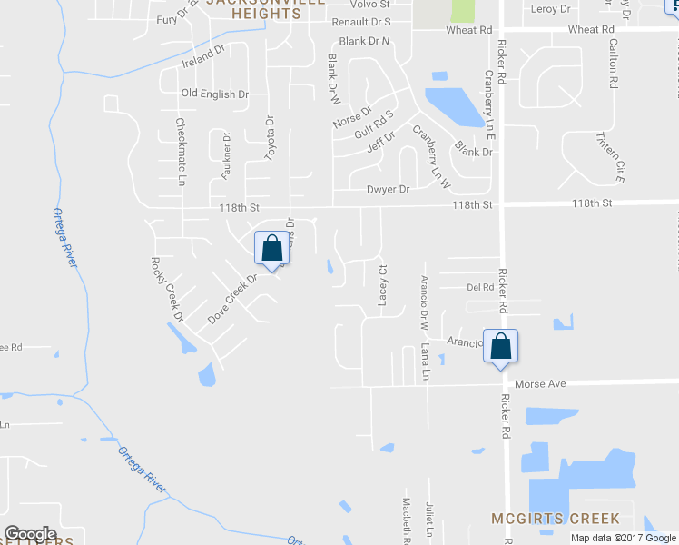 map of restaurants, bars, coffee shops, grocery stores, and more near 6498 Diamond Leaf Court South in Jacksonville