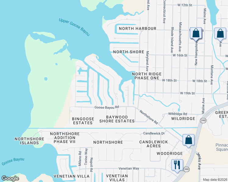 map of restaurants, bars, coffee shops, grocery stores, and more near 4515 Baywood Drive in Lynn Haven