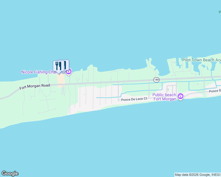 map of restaurants, bars, coffee shops, grocery stores, and more near 475-499 Bernard Ct W in Gulf Shores