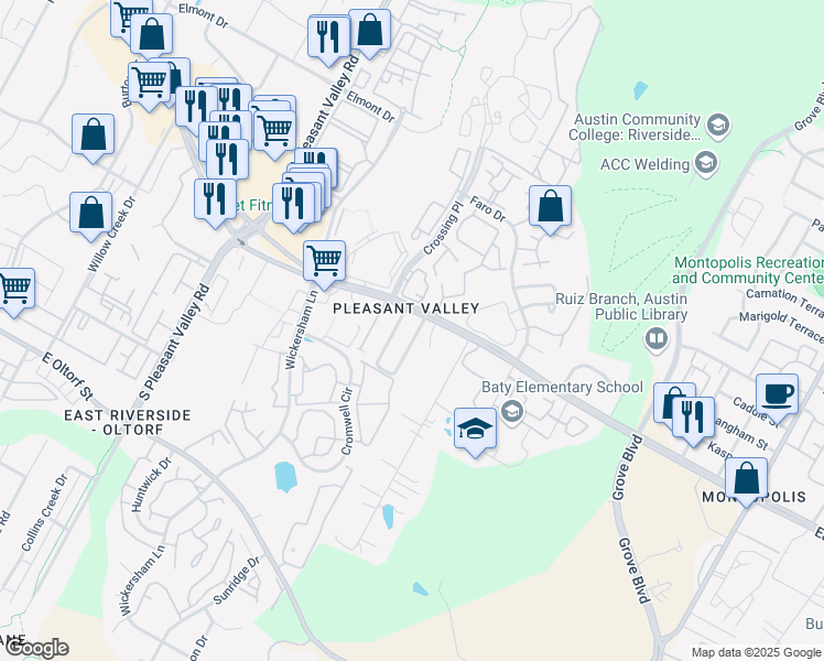 map of restaurants, bars, coffee shops, grocery stores, and more near 2001 Kenneth Avenue in Austin
