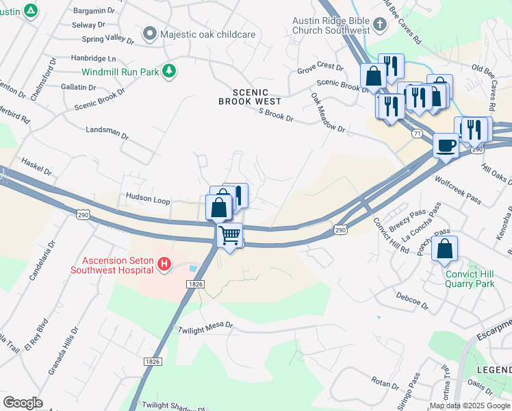 map of restaurants, bars, coffee shops, grocery stores, and more near in Austin