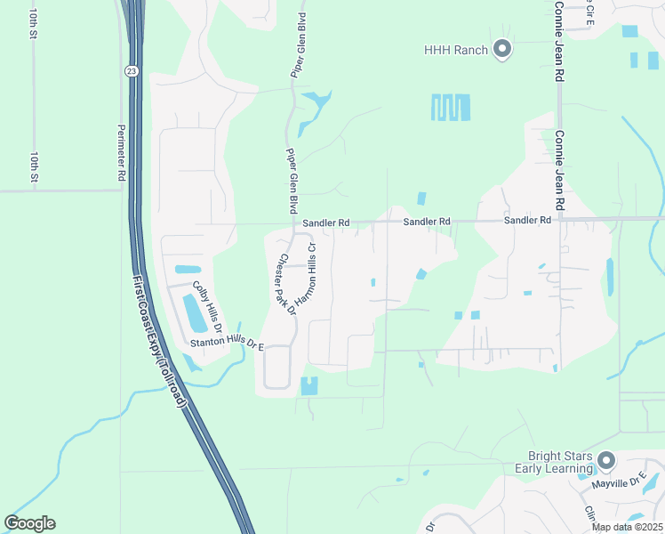 map of restaurants, bars, coffee shops, grocery stores, and more near 10440 Sandler Road in Jacksonville