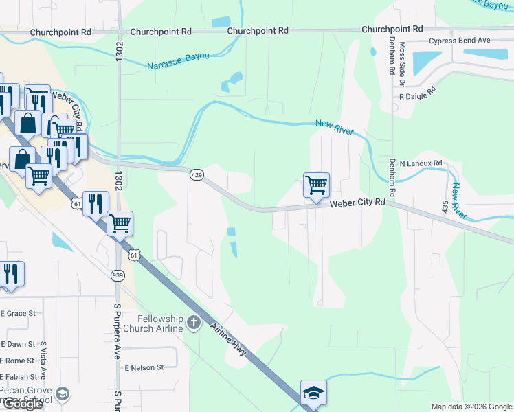 map of restaurants, bars, coffee shops, grocery stores, and more near Chaney Rd in Gonzales