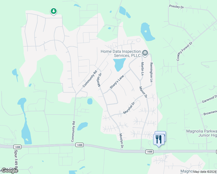 map of restaurants, bars, coffee shops, grocery stores, and more near 12510 Savage Court in Magnolia