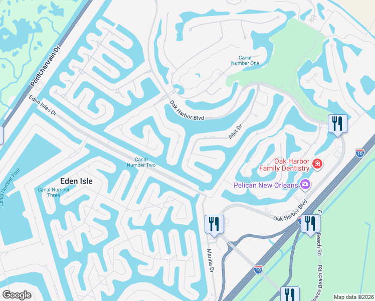 map of restaurants, bars, coffee shops, grocery stores, and more near 1 Harbor Cove in Slidell