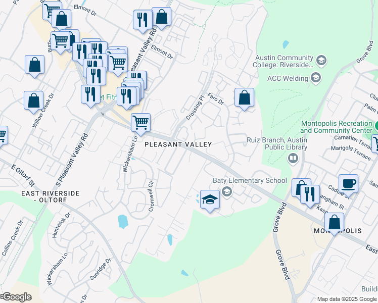 map of restaurants, bars, coffee shops, grocery stores, and more near 2001 Kenneth Avenue in Austin