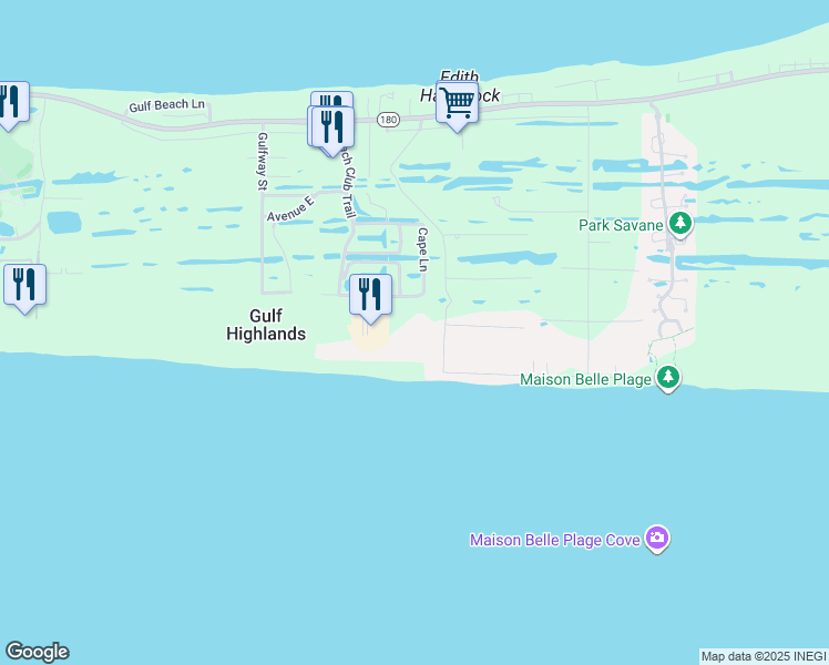 map of restaurants, bars, coffee shops, grocery stores, and more near 375 Beach Club Trail in Gulf Shores