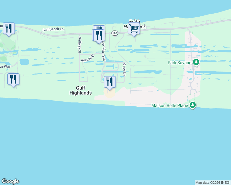 map of restaurants, bars, coffee shops, grocery stores, and more near 375 Beach Club Trail in Gulf Shores