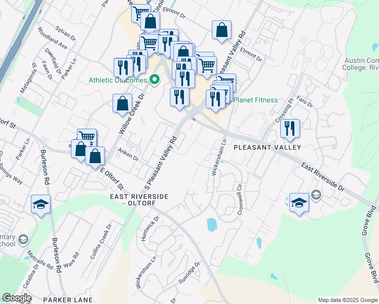map of restaurants, bars, coffee shops, grocery stores, and more near 4400 Siringo Pass in Austin