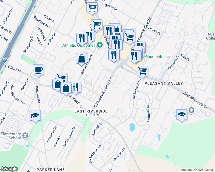 map of restaurants, bars, coffee shops, grocery stores, and more near in Austin