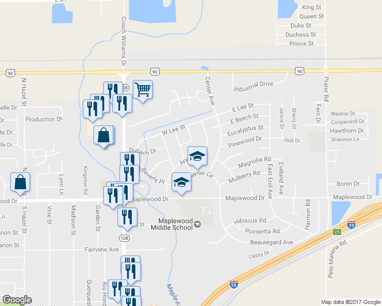 map of restaurants, bars, coffee shops, grocery stores, and more near 305 Ann Avenue in Sulphur