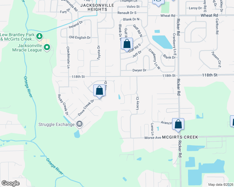 map of restaurants, bars, coffee shops, grocery stores, and more near 6471 Sable Woods Drive North in Jacksonville