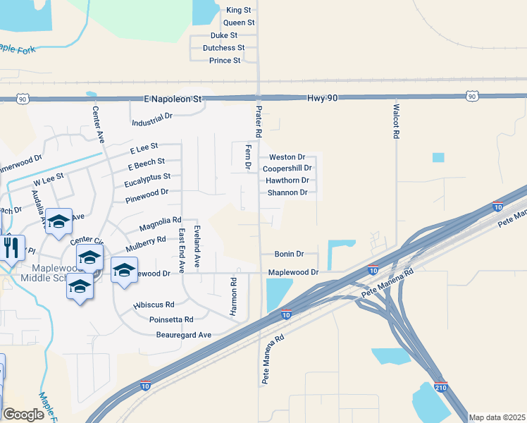 map of restaurants, bars, coffee shops, grocery stores, and more near 5001 Cory Lane in Sulphur