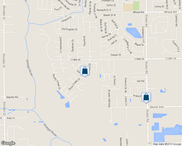 map of restaurants, bars, coffee shops, grocery stores, and more near 8051 Sierra Court in Jacksonville