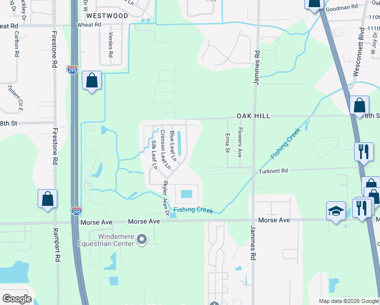 map of restaurants, bars, coffee shops, grocery stores, and more near 6497 Skyler Jean Drive in Jacksonville