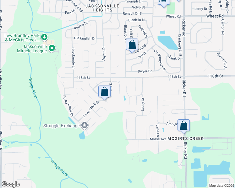 map of restaurants, bars, coffee shops, grocery stores, and more near 6471 Sable Woods Drive North in Jacksonville