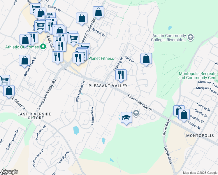 map of restaurants, bars, coffee shops, grocery stores, and more near 2004 Kirksey Drive in Austin