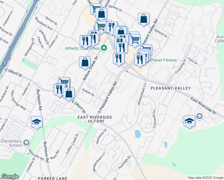 map of restaurants, bars, coffee shops, grocery stores, and more near in Austin