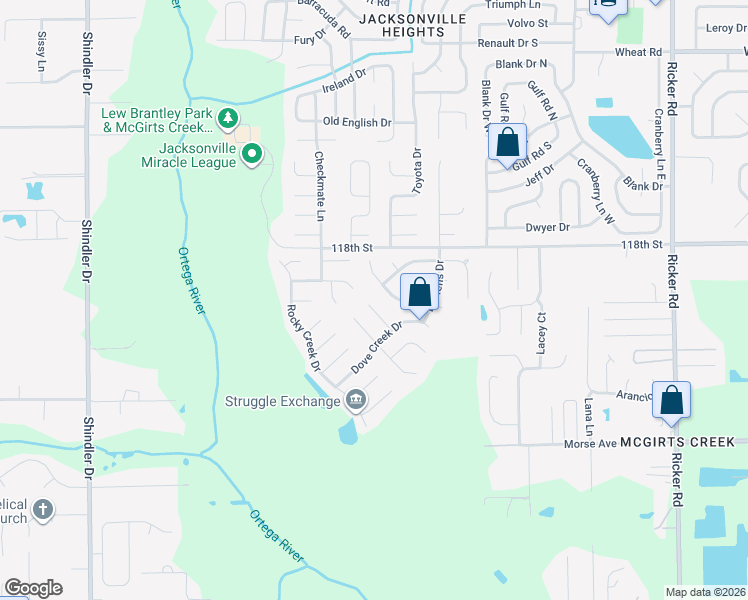 map of restaurants, bars, coffee shops, grocery stores, and more near 8235 Sawmill Creek Drive in Jacksonville