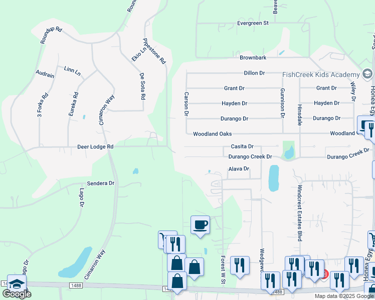 map of restaurants, bars, coffee shops, grocery stores, and more near 7479 Casita Drive in Magnolia