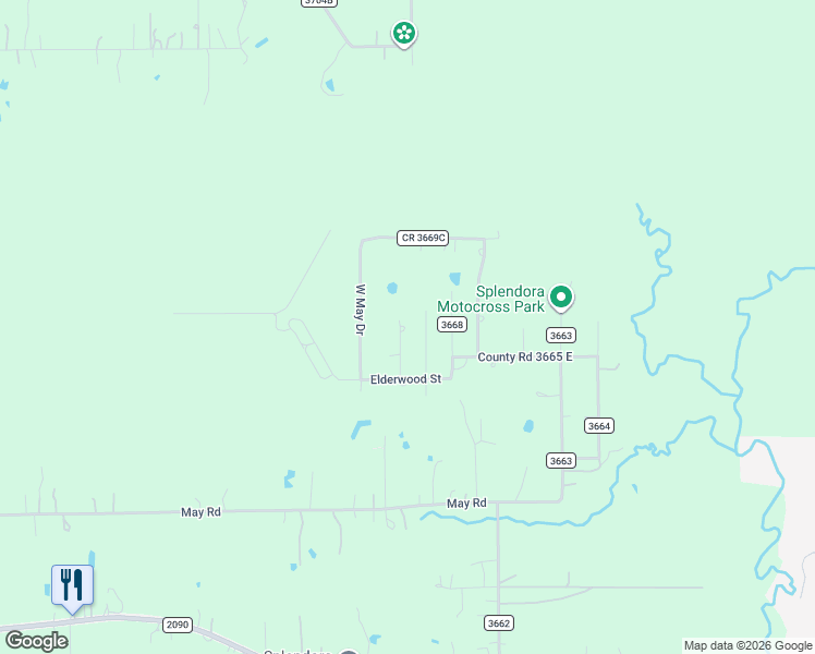 map of restaurants, bars, coffee shops, grocery stores, and more near 120 CR-3669 A in Splendora