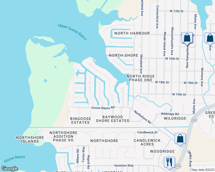 map of restaurants, bars, coffee shops, grocery stores, and more near 4535 Baywood Drive in Lynn Haven