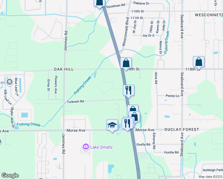 map of restaurants, bars, coffee shops, grocery stores, and more near 6111 Maggies Circle in Jacksonville