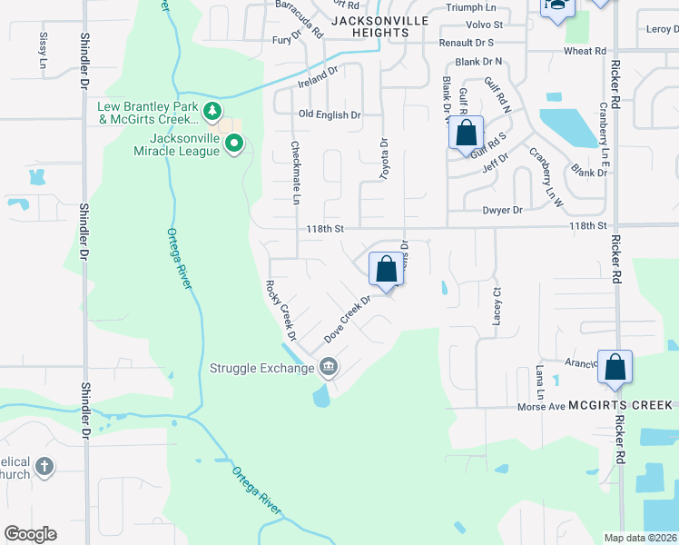 map of restaurants, bars, coffee shops, grocery stores, and more near 8235 Sawmill Creek Drive in Jacksonville