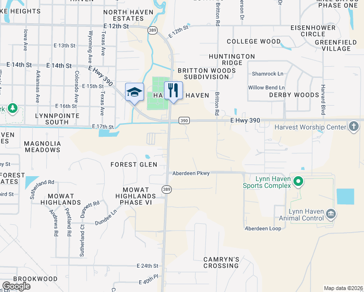 map of restaurants, bars, coffee shops, grocery stores, and more near 4460-4556 County Road 389 in Panama City