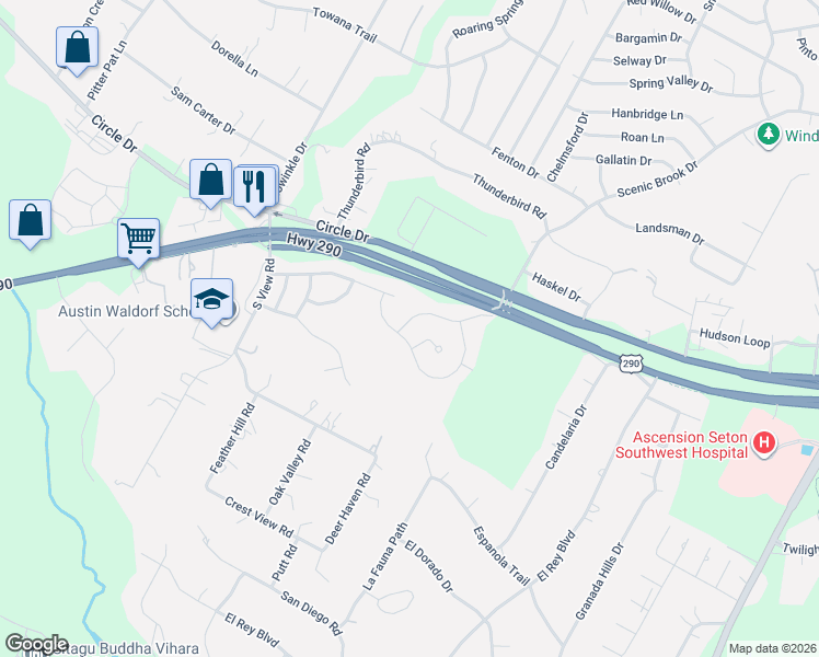map of restaurants, bars, coffee shops, grocery stores, and more near 8604 Echo Shore Cove in Austin