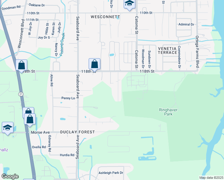 map of restaurants, bars, coffee shops, grocery stores, and more near 6550 Dor Mil Court in Jacksonville