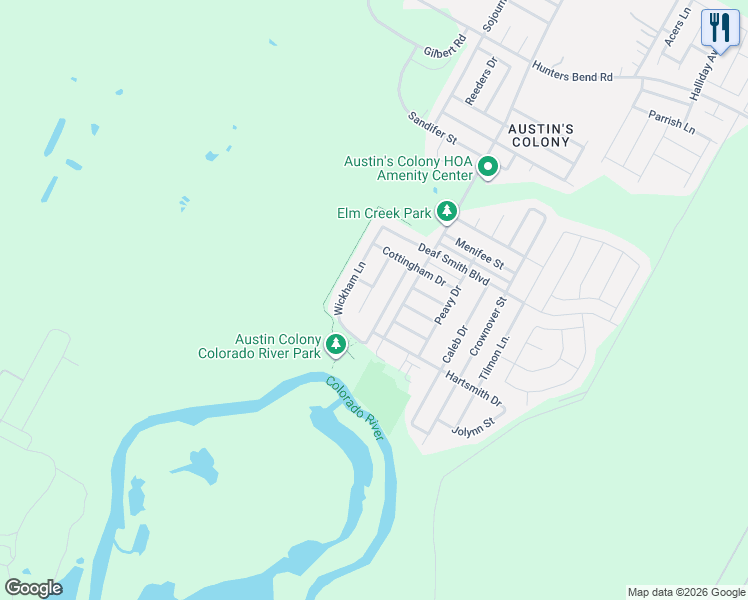 map of restaurants, bars, coffee shops, grocery stores, and more near 3103 Barksdale Drive in Austin