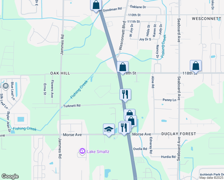 map of restaurants, bars, coffee shops, grocery stores, and more near 6111 Maggies Circle in Jacksonville