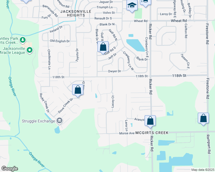 map of restaurants, bars, coffee shops, grocery stores, and more near 6414 Sarahs View Court in Jacksonville