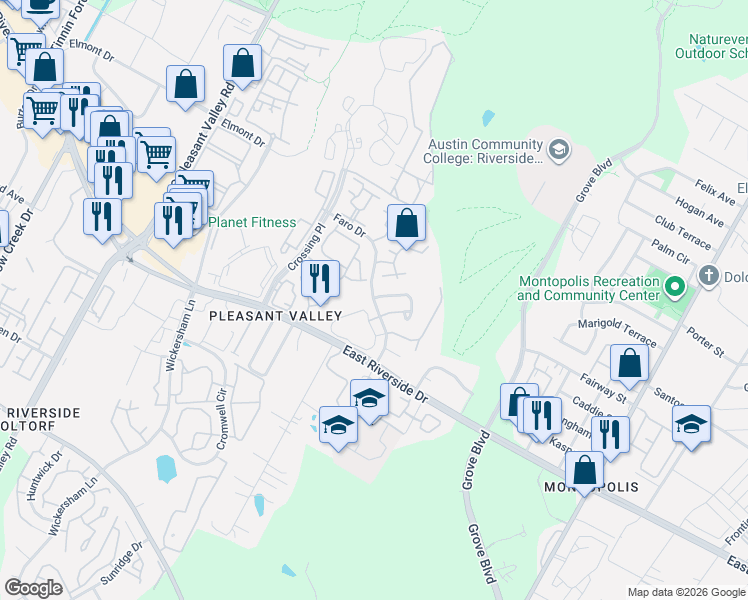 map of restaurants, bars, coffee shops, grocery stores, and more near 5200 Summer Drive in Austin