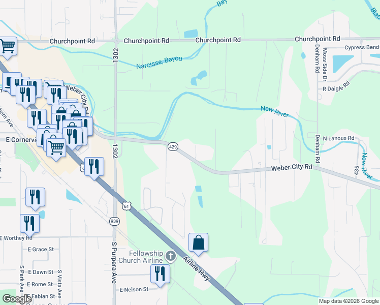 map of restaurants, bars, coffee shops, grocery stores, and more near 11239 O W Brown Road in Gonzales
