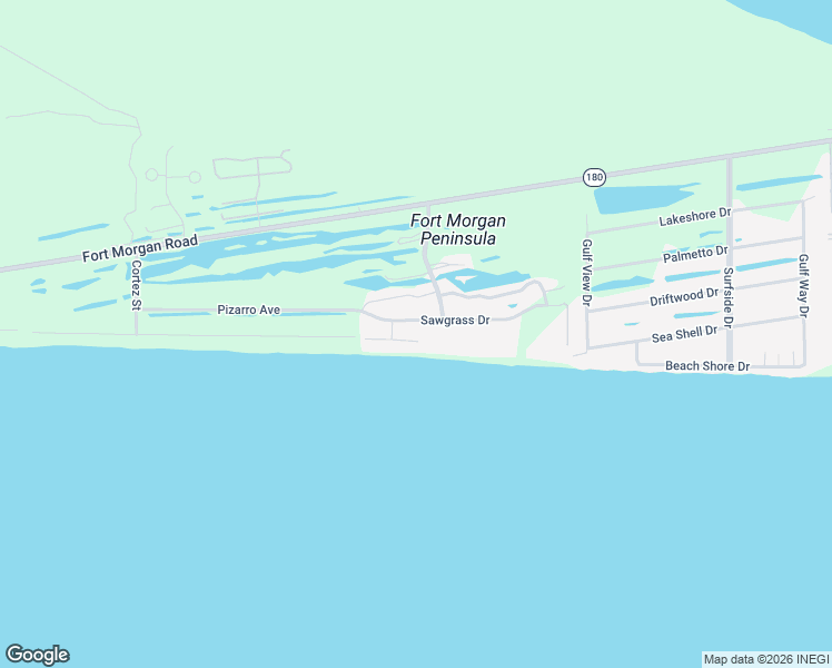 map of restaurants, bars, coffee shops, grocery stores, and more near 6092 Sawgrass Drive in Gulf Shores