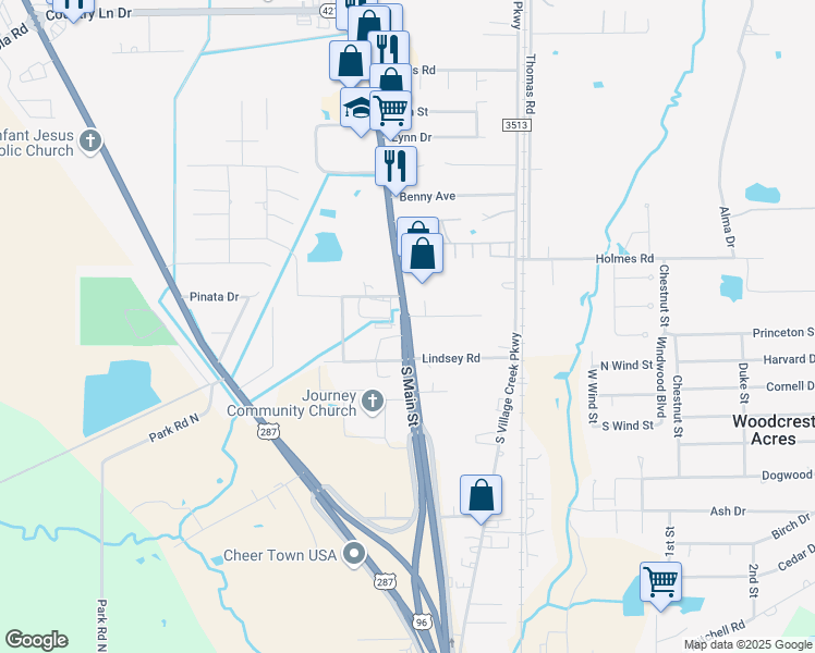 map of restaurants, bars, coffee shops, grocery stores, and more near U.S. 96 in Lumberton