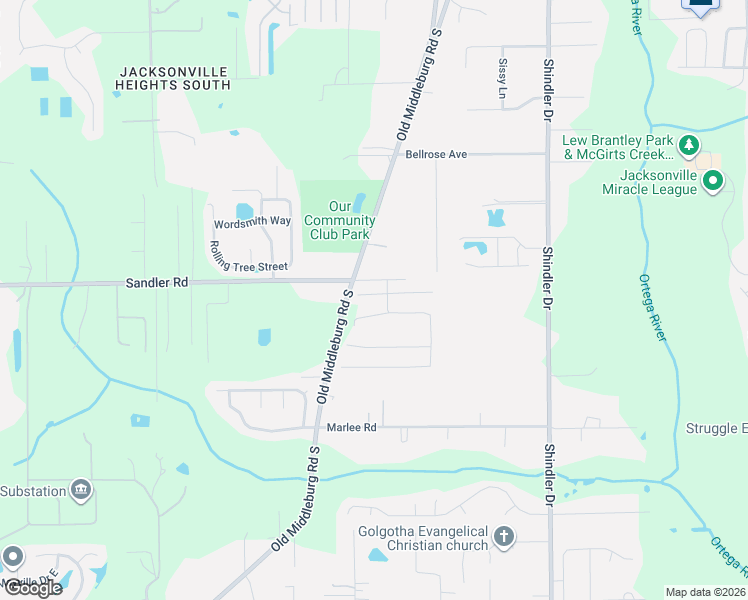 map of restaurants, bars, coffee shops, grocery stores, and more near 9081 Tahoe Lane in Jacksonville
