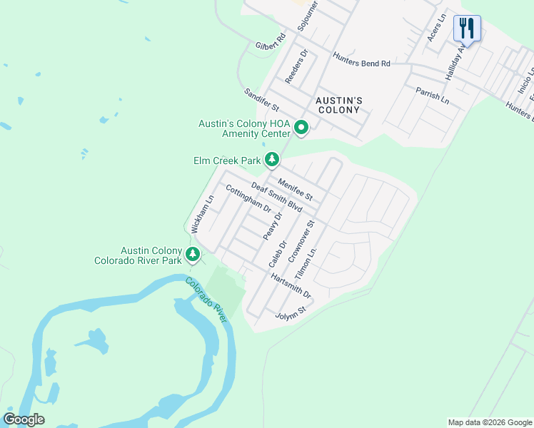 map of restaurants, bars, coffee shops, grocery stores, and more near 14508 Cottingham Drive in Austin