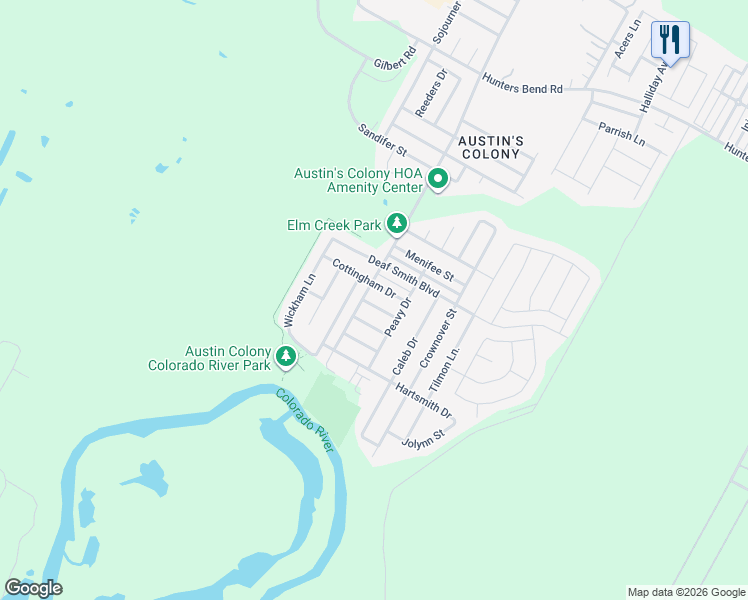 map of restaurants, bars, coffee shops, grocery stores, and more near 14508 Cottingham Drive in Austin