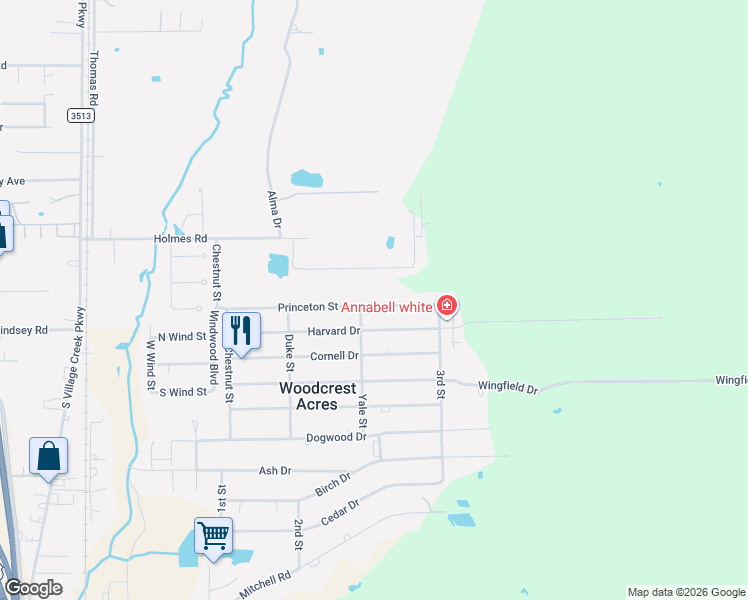 map of restaurants, bars, coffee shops, grocery stores, and more near 8799 Princeton Street in Lumberton