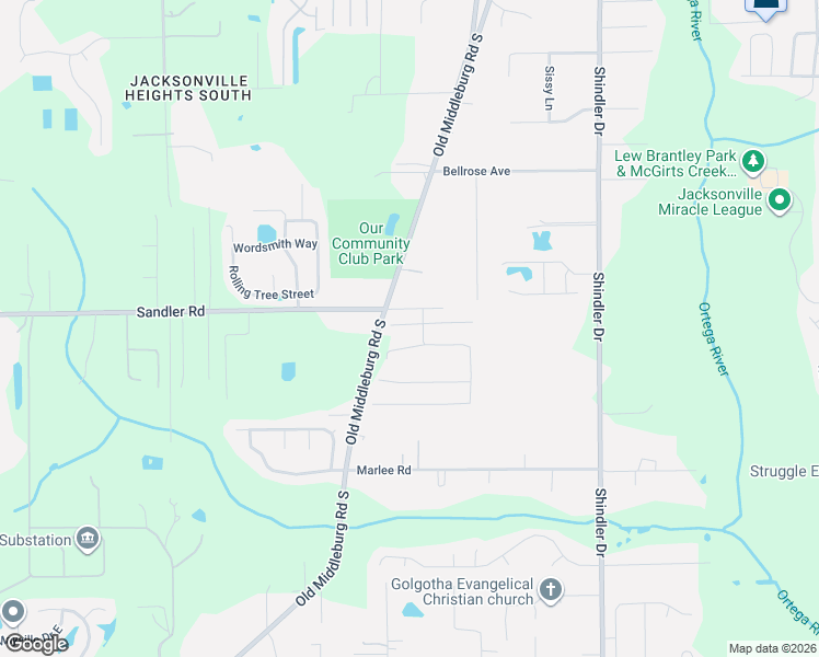 map of restaurants, bars, coffee shops, grocery stores, and more near 9081 Tahoe Lane in Jacksonville