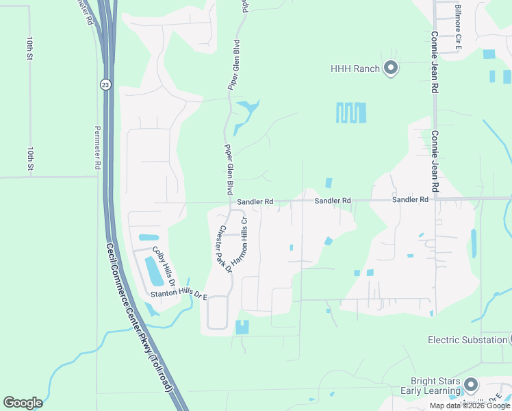 map of restaurants, bars, coffee shops, grocery stores, and more near 10410 Sandler Road in Jacksonville