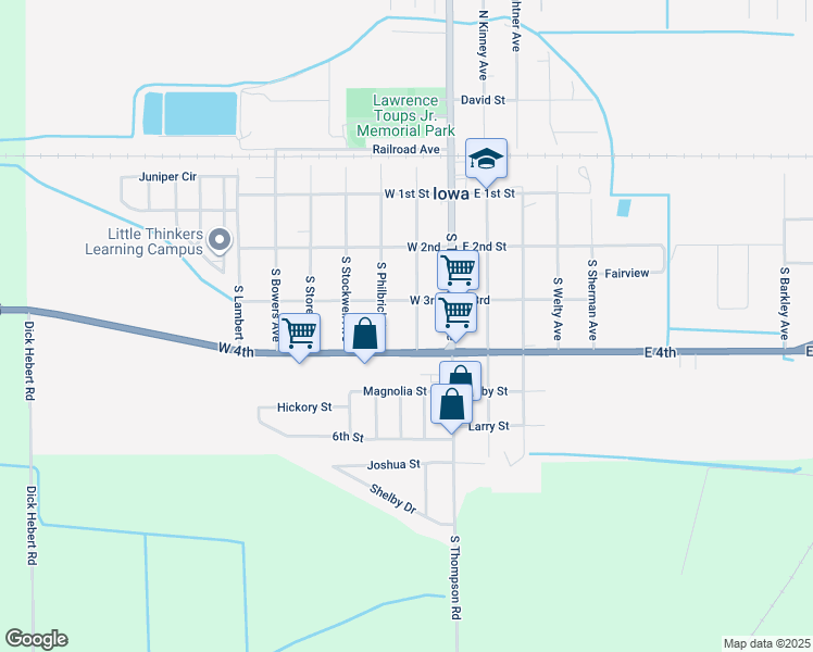 map of restaurants, bars, coffee shops, grocery stores, and more near 407 South Knapp Avenue in Iowa
