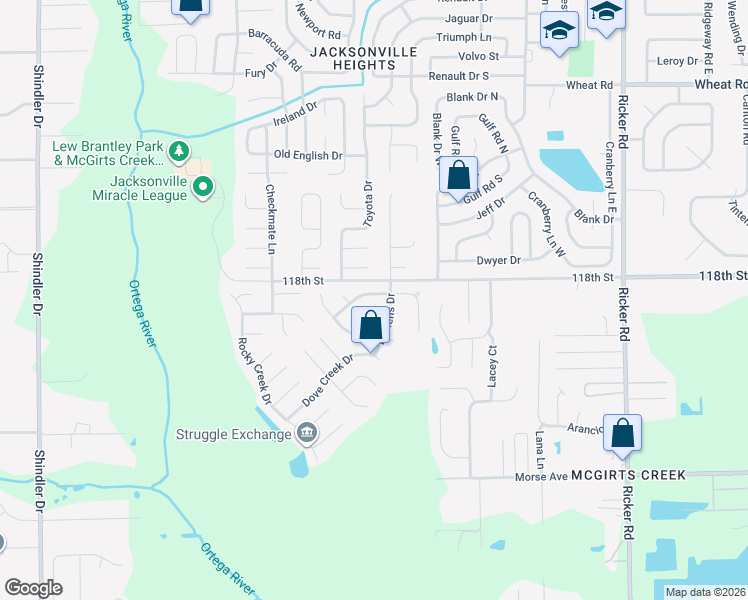 map of restaurants, bars, coffee shops, grocery stores, and more near 8118 Sable Woods Drive North in Jacksonville