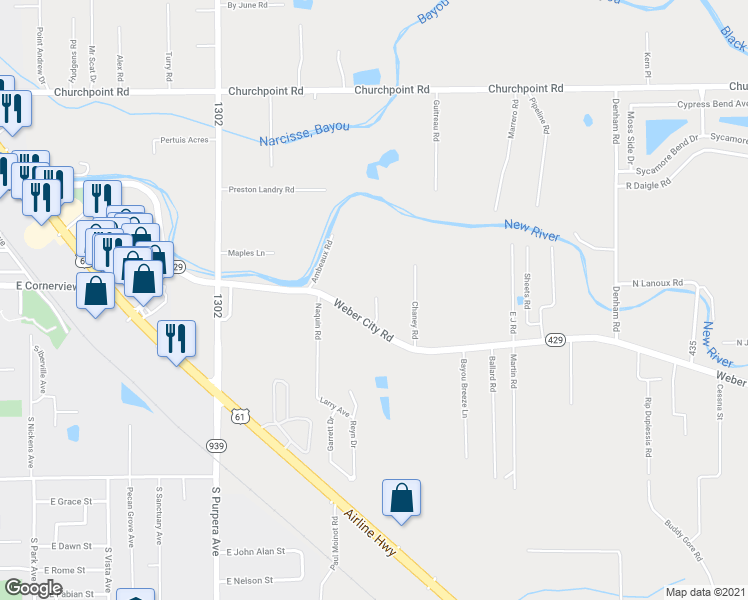 map of restaurants, bars, coffee shops, grocery stores, and more near 11239 O W Brown Road in Gonzales