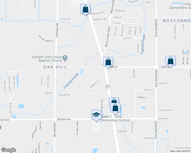 map of restaurants, bars, coffee shops, grocery stores, and more near 6063 Maggies Circle in Jacksonville