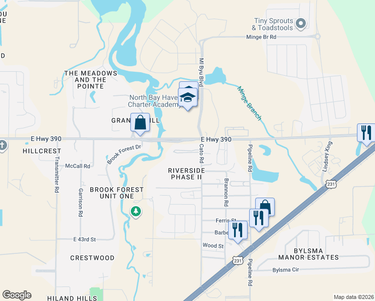 map of restaurants, bars, coffee shops, grocery stores, and more near 4021 Oak Forest Drive in Panama City